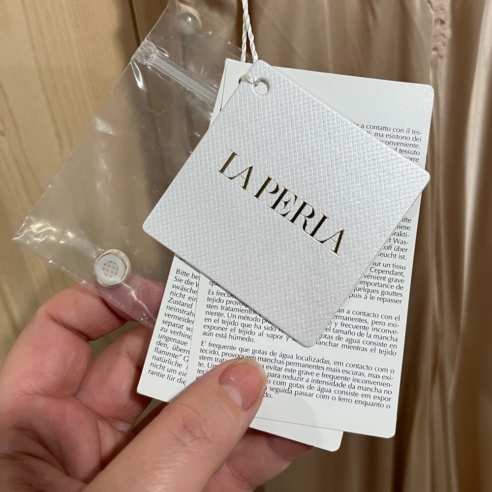 NWT La Perla Macrame Rose Beige Long Night Dress, Size Large - Picture 10 of 15